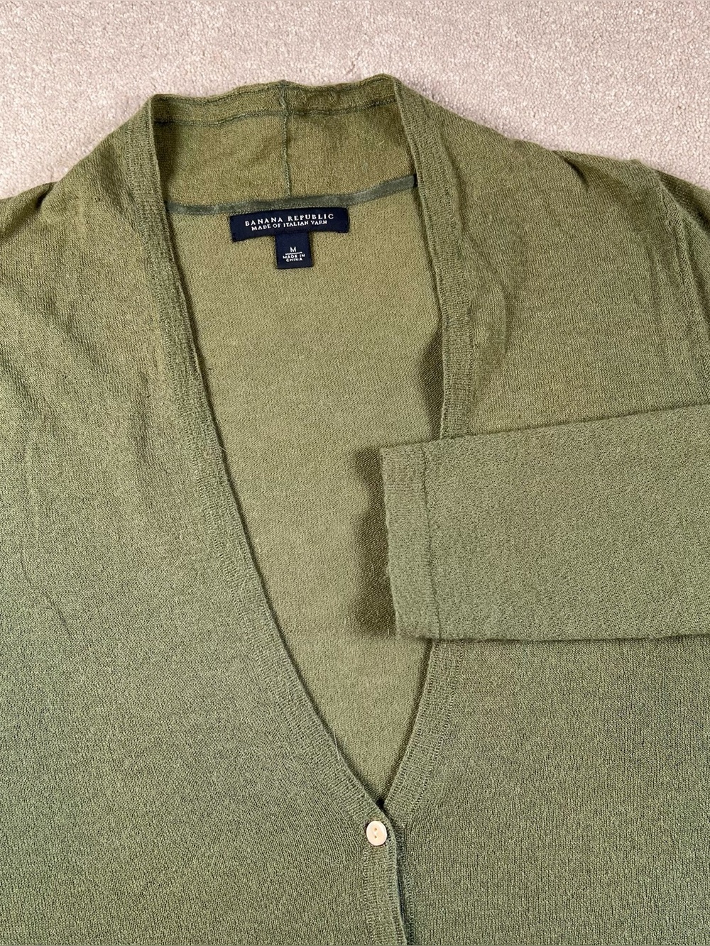 Banana Republic Sweater Green Lightweight Nylon Alpaca Wool Cardigan Button Med